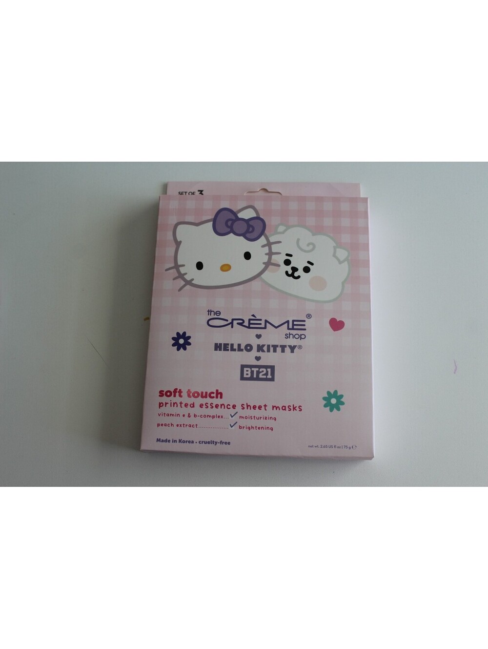 The Crème Shop Hello Kitty BT21 Soft Touch Printed Essence Sheet Masks Set of 3